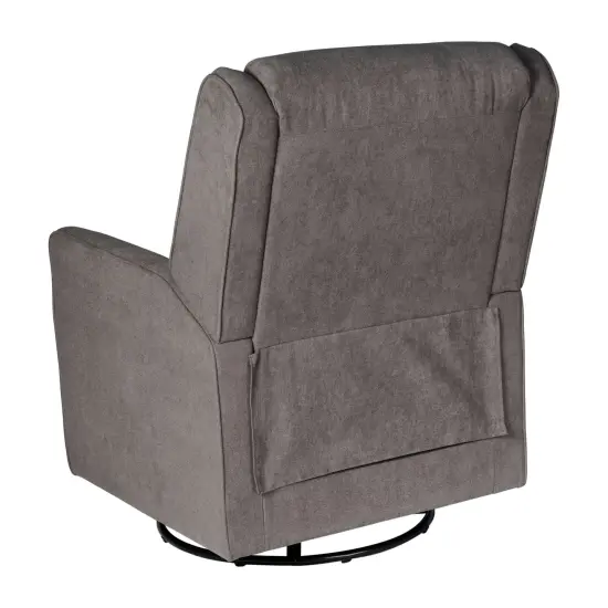 Merrick Lane Dara 3-in-1 Traditional Manual Recliner Rocker Swivel Glider Chair Dark Gray {4}