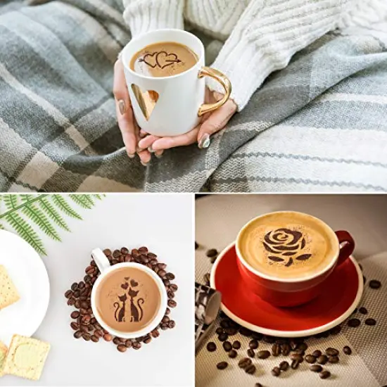 20 Pack Valentine's Day Cake Stencil Templates Decoration, Reusable Valentine's Day Cake Cookies Baking Painting Mold Tools, Dessert, Coffee Decorating Molds Cappuccino Mousse Hot Chocolate {3}