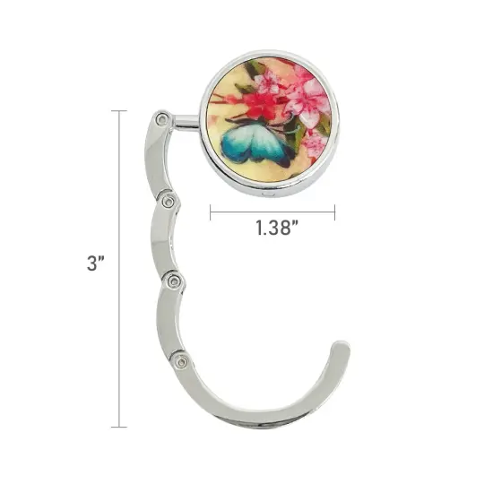 Wrapables Scenic Purse Hook Hanger, Foldable Handbag Table Hanger, Floral Butterfly {6}