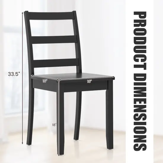 Set of 2 Wood Dining Chairs with Solid Rubber Wood Legs and Curved Backrest Black {4}