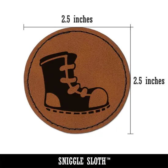 Sneaker Shoe High Top Laces Round Iron-On Engraved Faux Leather Patch Applique - 2.5" Brown {3}