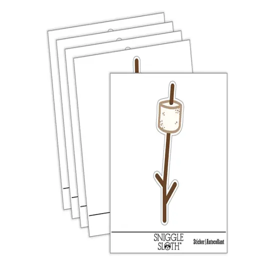 Marshmallow on a Stick S'mores Camping Doodle Waterproof Vinyl Phone Tablet Laptop Water Bottle Sticker Set - 5 Pack {1}