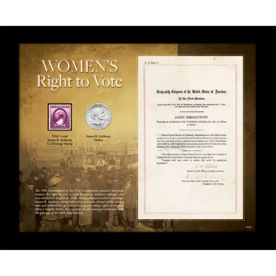Women's Right To Vote Susan B. Anthony Stamp and Coin Black 8x10 Frame {1}