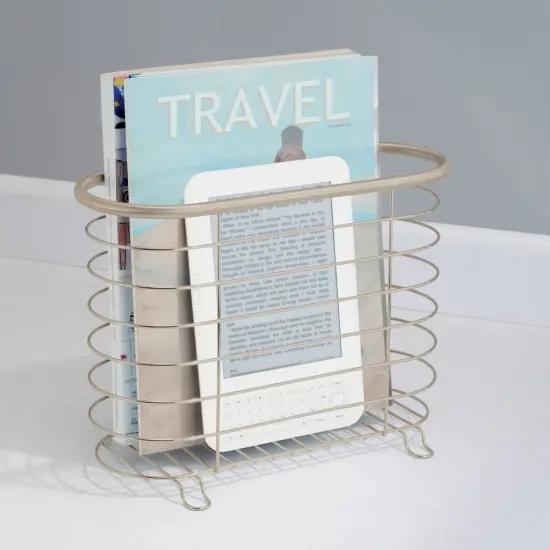 mDesign Steel Magazine Holder Storage Organizer Bin {2}