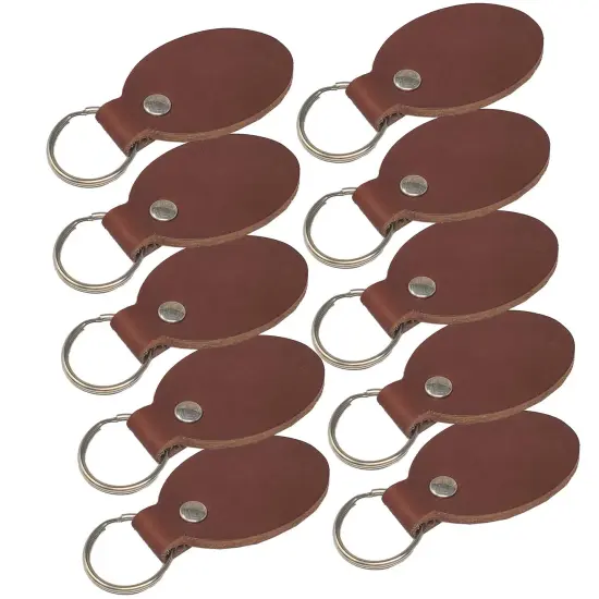 Oval Leather Keychains Kit &ndash; Full-Grain Latigo, DIY Personalization Ready, 10 Pack Honey {1}