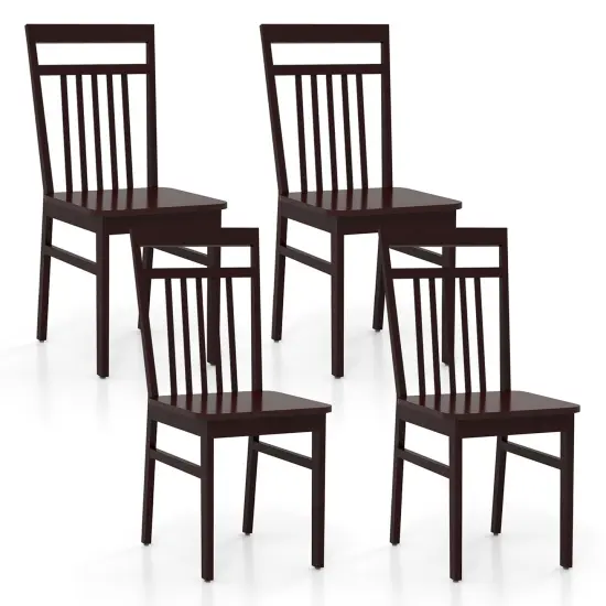 Costway Farmhouse Dining Chair Set of 2/4 Armless Wooden Chair with Slanted High Backrest {2}