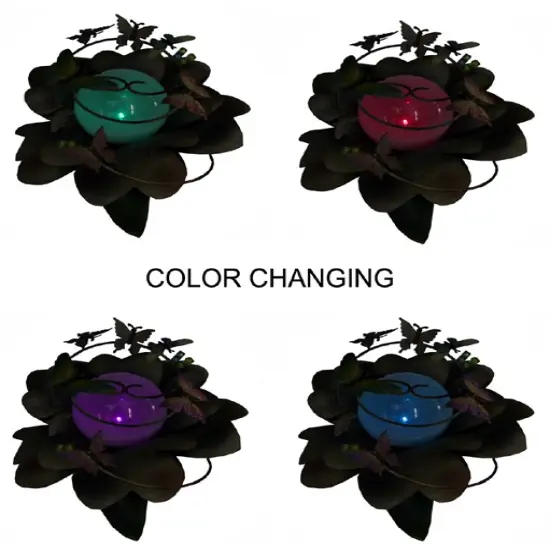 DAK 15" Green LED Lighted Color Changing Solar Powered Flower Garden Lawn Stake {4}