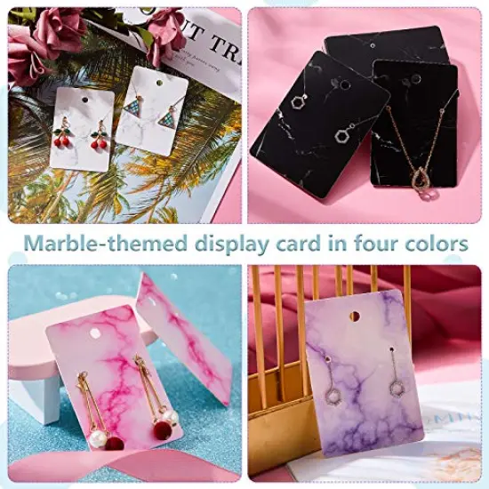 800 Pieces Earring Cards for Selling 200 Marble Earring Display Cards with 200 Self Sealing Bags and 400 Earring Backs Jewelry Packaging Display Cards, 4 Color {6}