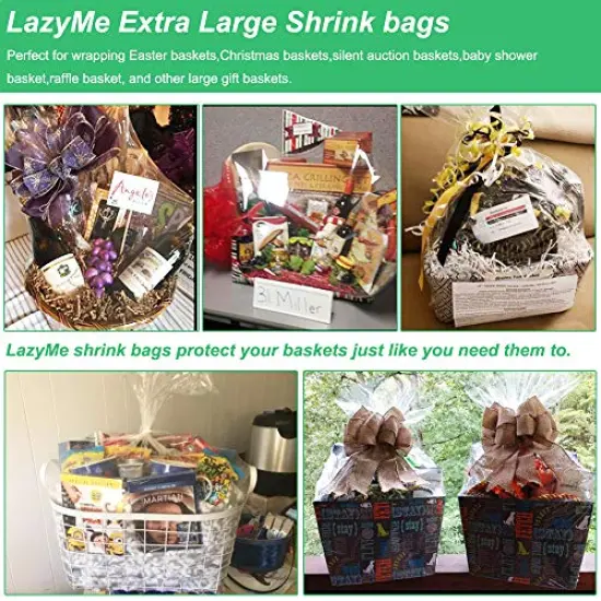 10 Pieces Shrink Wrap Bags, Extra Large Jumbo Shrink Bags Clear Cellophane Bags for Gift Baskets - 35 x 44 Inch Christmas Basket Bags (10 pcs, XL) {4}