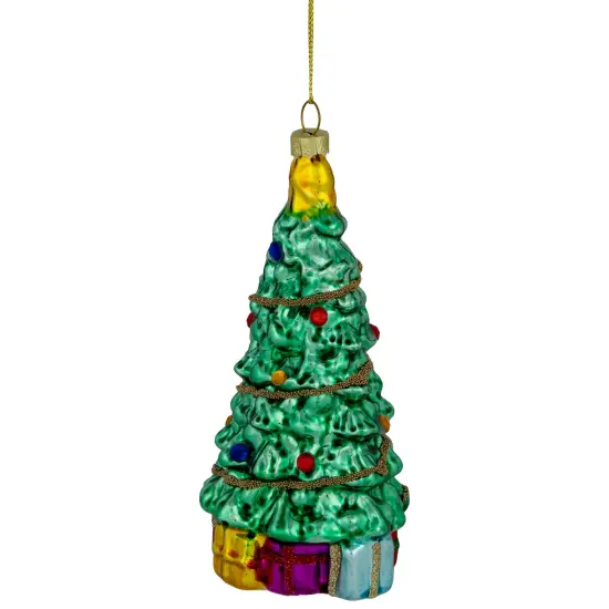 Northlight 5" Shiny Green Decorated Christmas Tree Hanging Glass Ornament {4}