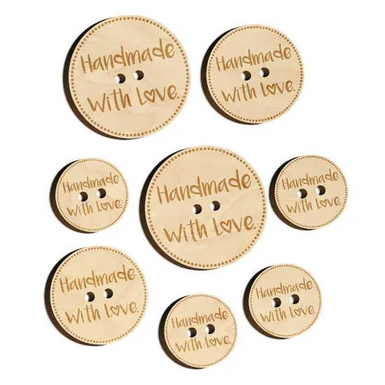 Handmade with Love Heart Dotted Circle Wood Buttons for Sewing Knitting Crochet DIY Craft {7}