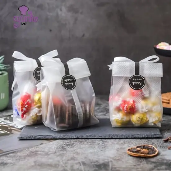 100 Pieces Cookie Bags for Gift Giving Cellophane Bags Treat Bags for Favors Mini Loaf,Bundt Cake,Hot Cocoa Bomb Packaging With Stickers(Black Dot) {1}