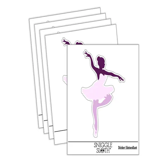 Ballerina Dancer in Tutu On Pointe Waterproof Vinyl Phone Tablet Laptop Water Bottle Sticker Set - 5 Pack {1}