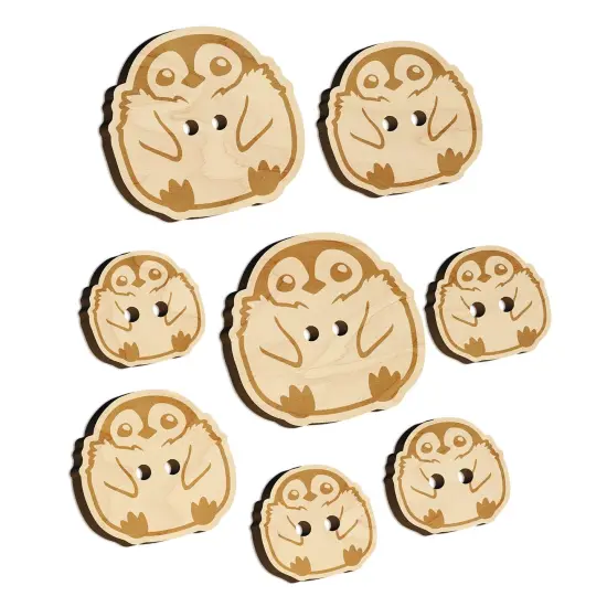 Cute Fluffy Baby Penguin Wood Buttons for Sewing Knitting Crochet DIY Craft {7}