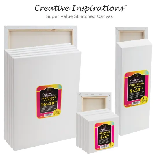 Creative Inspirations Stretched Canvas Packs - Multipack Low Cost Stretched Canvas for Artists, Painting, Professionals, & More! - [50 Pack - 8x10"] {7}