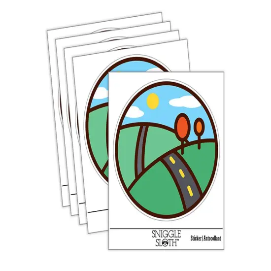 Hilly Roadscape Waterproof Vinyl Phone Tablet Laptop Water Bottle Sticker Set - 5 Pack {2}