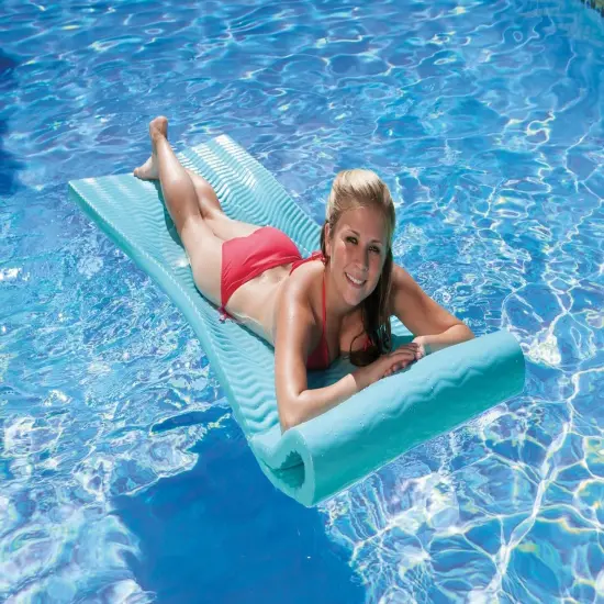 Northlight 74" Icy Blue Floating Foam Swimming Pool Mattress Lounger with Head Rest {5}