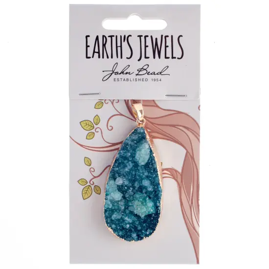 Earth's Jewel 50mm Turquoise Semi-Precious Agate Teardrop Pendant {1}