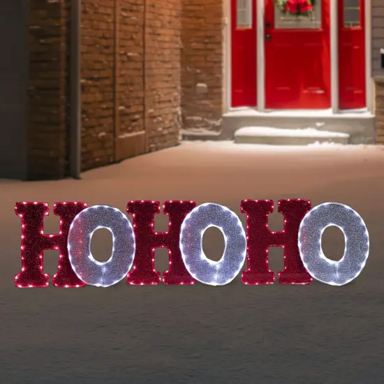 Northlight LED Lighted "Ho Ho Ho" Outdoor Christmas Decoration - 76.75" - Red and White Lights {3}