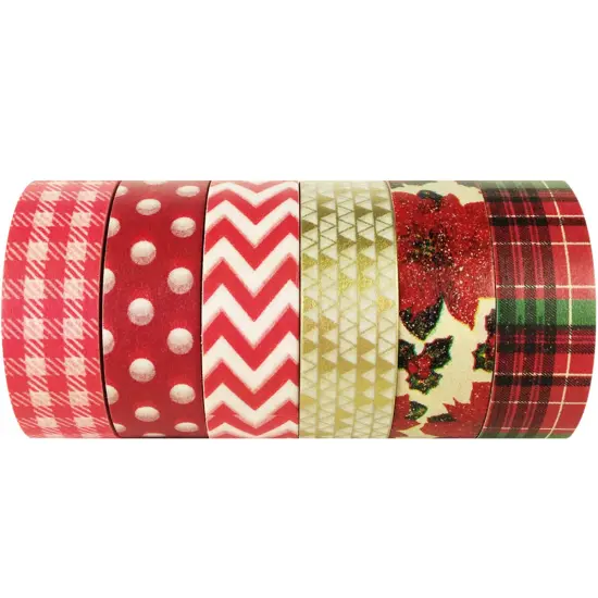 Wrapables Washi Masking Tape, Christmas Collection (Set of 6), SET01 {1}