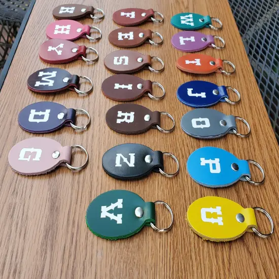 Oval Leather Keychains Kit &ndash; Full-Grain Latigo, DIY Personalization Ready, 10 Pack Blush Pink {4}