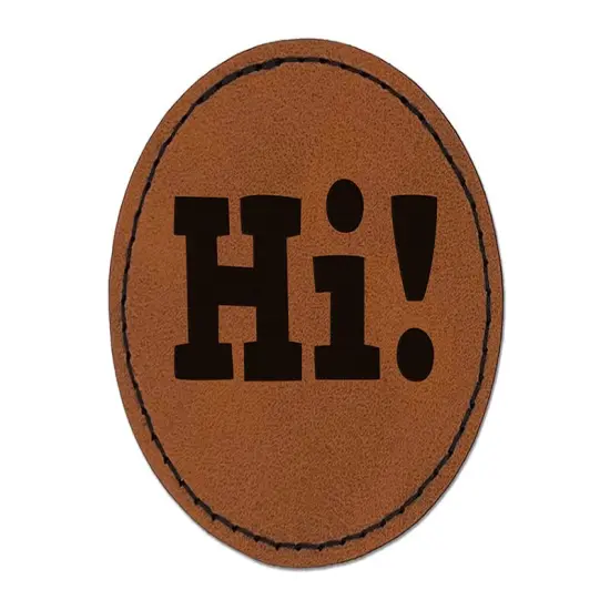 Hi Text Round Iron-On Engraved Faux Leather Patch Applique - 2.5" Brown {1}