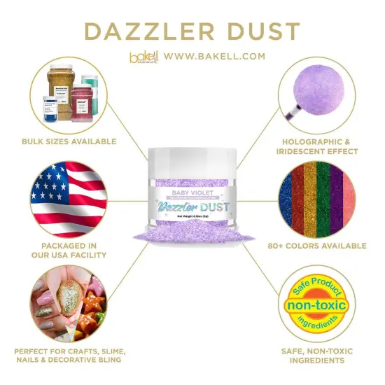 Bakell - Baby Violet Dazzler Dust (5g, 1x Jar) Non-Toxic Decorating Glitter for Arts and Crafts {4}