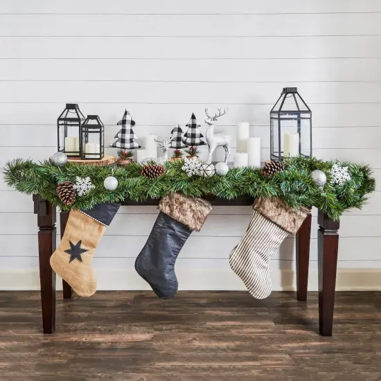 Ticking Stripe Stocking with Faux Fur Cuff {5}