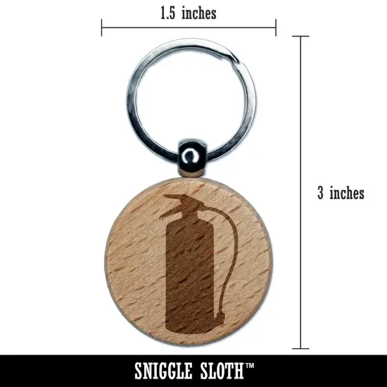 Fire Extinguisher Solid Engraved Wood Round Keychain Tag Charm {2}