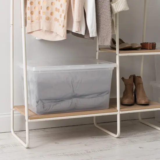 IRIS USA 6Pack 58 Quart Plastic Storage Bin Tote Organizing Container with Latching Lid, Stackable and Nestable, Clear {5}