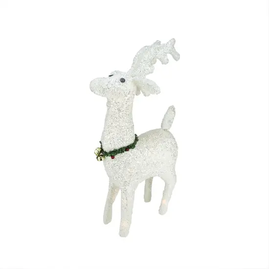 Northlight Plush Glittered Reindeer Outdoor Christmas Decoration - 28.5" - Clear Lights White {3}