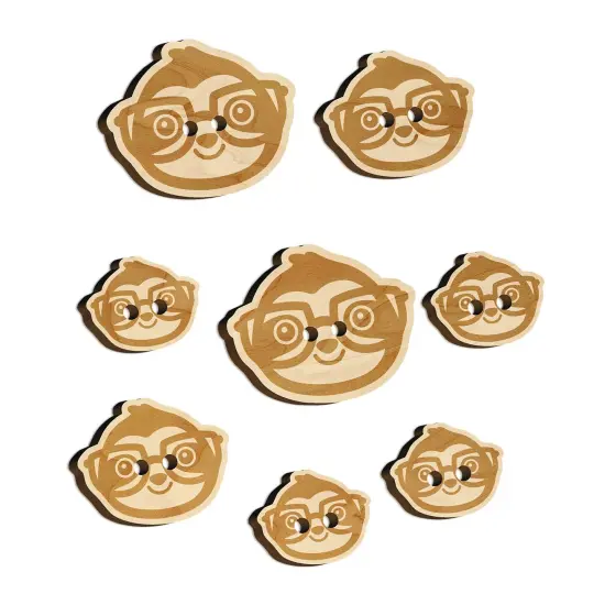 Sloth Smart with Glasses Wood Buttons for Sewing Knitting Crochet DIY Craft {7}