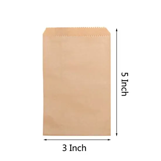 100 Pieces 3x5 Inches Natural Kraft Paper Bags for Bakery Cookies Treats Snacks Sandwiches Popcorn Small Gift bag {6}
