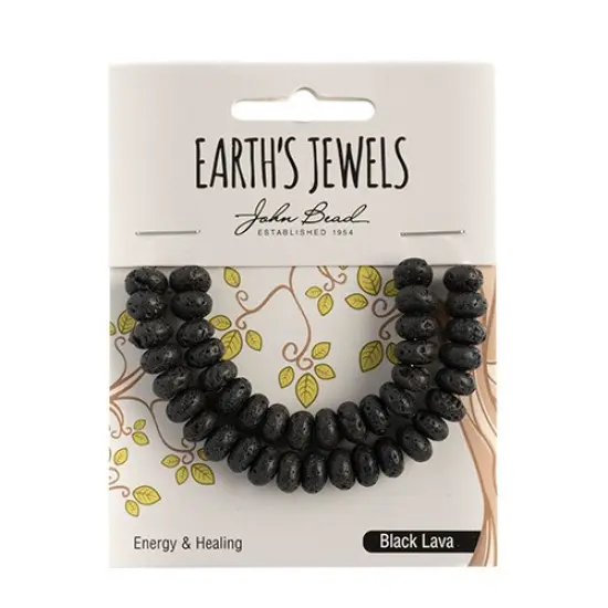 Earth&rsquo;s Jewels Semi-Precious Rondelle Black Lava Natural {1}