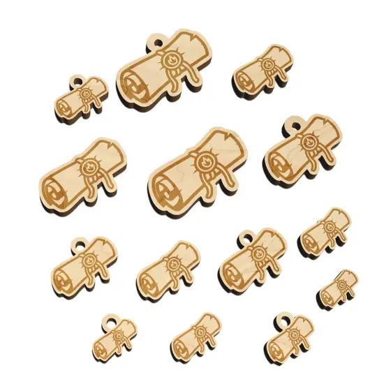 Sealed Magic Spell Scroll Mini Wood Shape Charms Jewelry DIY Craft {7}
