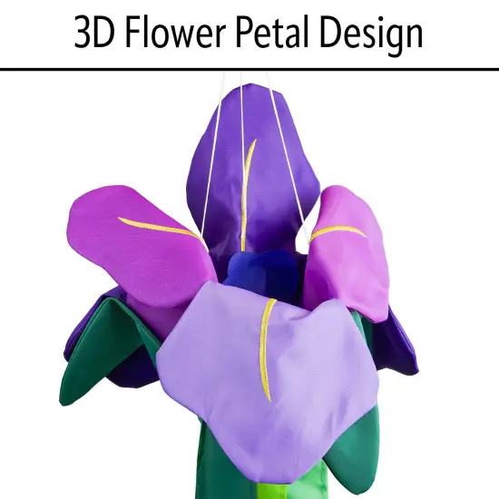 In the Breeze 5227 &mdash; Iris Windtail &mdash; Colorful 3D Purple Flower Windsock with Flowing Tails {6}