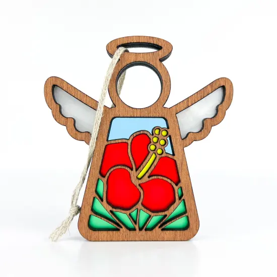 3.5" (H) Hibiscus Ornament - Handcrafted in Texas - Mother's Angels&reg; Christmas Angel Wings Figurine {1}