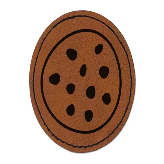 Chocolate Chip Cookie Round Iron-On Engraved Faux Leather Patch Applique - 2.5" Brown {1}