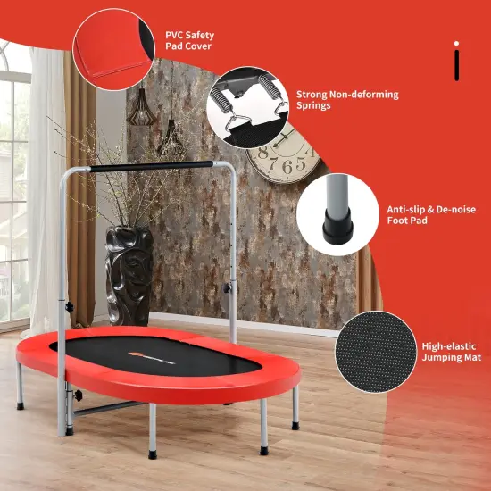 2-Person Foldable Mini Kids Fitness Rebounder Trampoline Red {5}