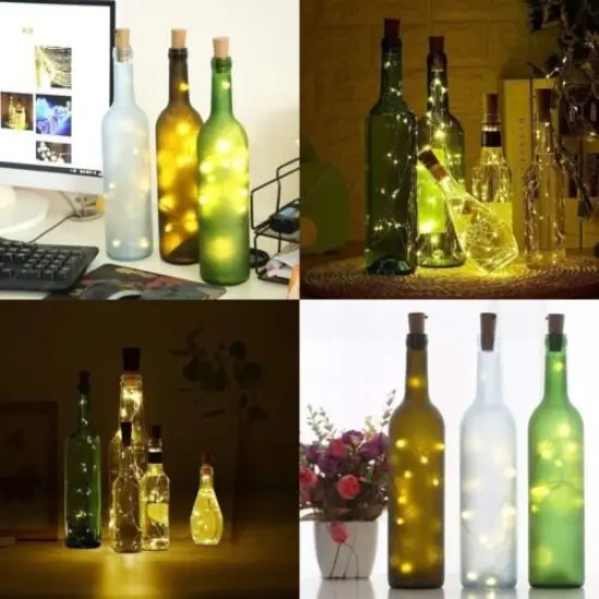 10-Pack Wine Bottle Cork Lights - 20 LED Battery-Operated String Lights White {4}