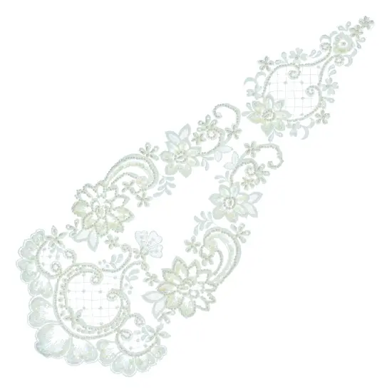 Vintage Oriental Flower Bridal Applique/Patch White {1}