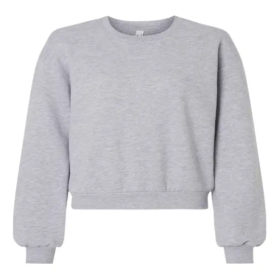 ReFlex Women's Fleece Crewneck Sweatshirt | sustainable and stylish choice for conscious fashion enthusiasts, cotton and recycled polyester, 7.6 oz./yd&sup2; sweatshirt features a reimagined | recycled fleece comfortable eco-friendly practice | RADYAN&reg; Heather grey {1}