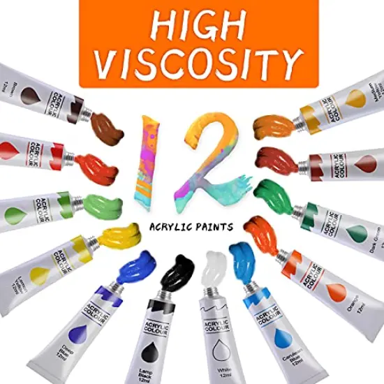 Art Paint Set for Kids, Painting Supplies Kit with 5 Canvas Panels, 8 Brushes, 12 Acrylic Paints, Multi-Function Table Easel, Etc, Premium Acrylic Paint Set for Students, Kids and Beginner. {6}