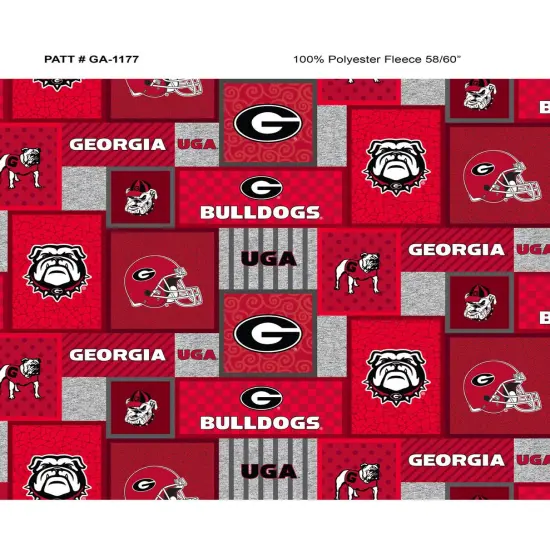 Sykel Enterprises-University of Georgia Fleece Fabric-Georgia Bulldogs College Patch Fleece Blanket Fabric-Sold by the yard {1}