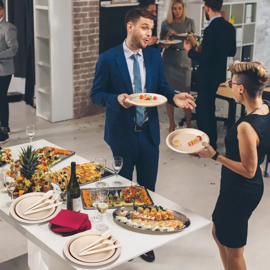 250 Pieces Disposable Paper Plates Set, Compostable Plate Sugarcane Utensils Eco Friendly Dinnerware Kit Includes 50 Biodegradable Plates, Forks, Knives and Spoons for Brithday Party Camping {5}