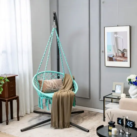 Cushioned Hammock Swing Chair with Hanging Kit-Turquoise {1}
