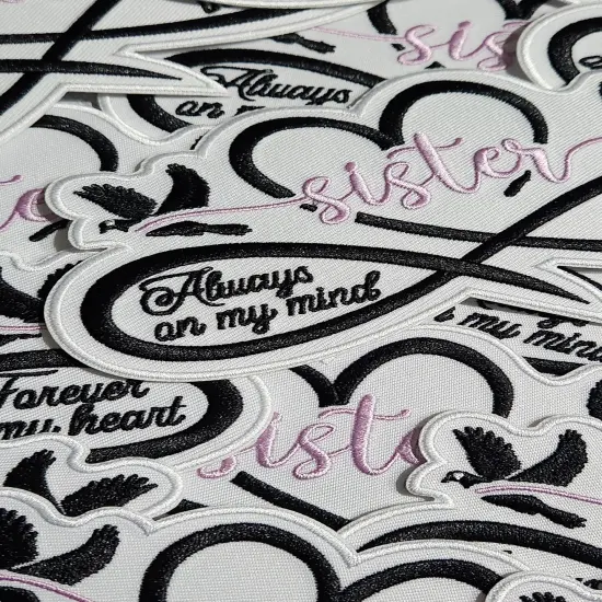 Memorial Infinity Collection: Patch Party Club, "SISTER" Eternal Remembrance 1-pc, Iron-On Embroidered Patch, Sz 6", Tribute Hono {6}