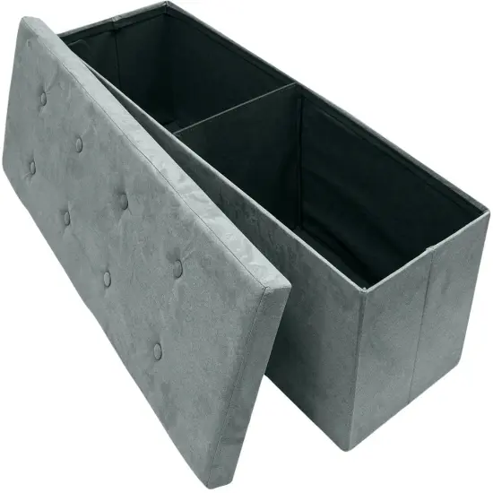 Sorbus Storage Bench Chest Collapsible Folding Bench Gray {4}