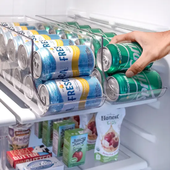 Sorbus Can Dispenser for Refrigerator - 12 Can Fridge organizer Rotation System Rack - Clear Soda Can Organizer for Refrigerator, Freezer & Pantry - Great for Kitchen Organization & Storage (2-Pack) {3}