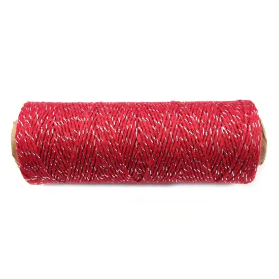 Wrapables Cotton Baker's Twine 4ply 110 Yard, Red and Metallic Silver {1}